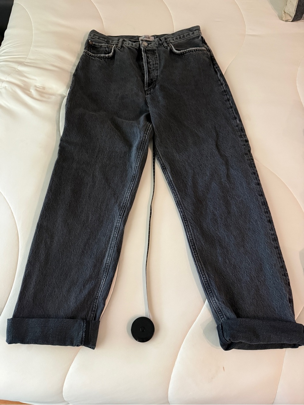 Agolde Straight-Leg Black Washed Jeans